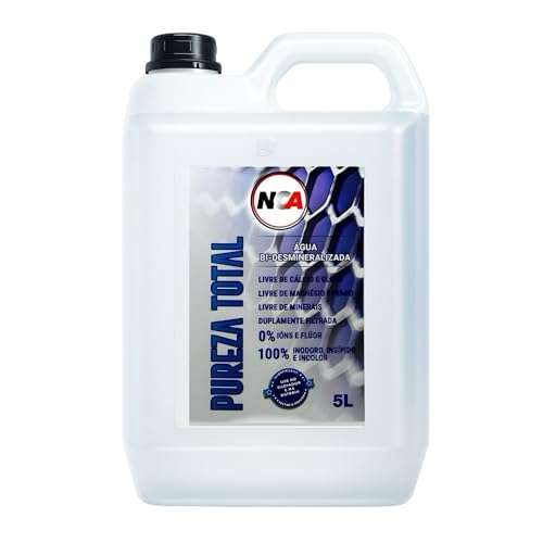 Galão 5L Água Bi-Desmineralizada NCA | Radiador e Bateria | 0% Íons Cloro Cálcio | Duplamente Filtrada | ISO 9001