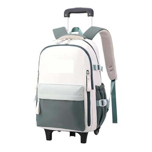 Cartable à roulettes vert pour filles avec deux roues robustes et bretelles