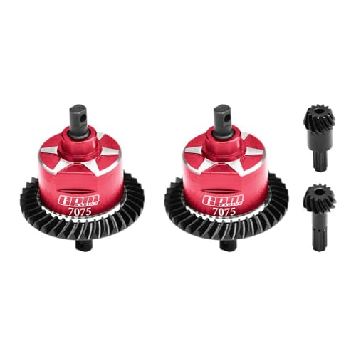 4140 Carbon Steel + 7075 Alloy Front & Rear Complete Differential for Traxxas 1:16 Mini Maxx 4WD 107154-1 / Mini XRT VXL-3S 108076-1 Monster Truck Upgrades - Red