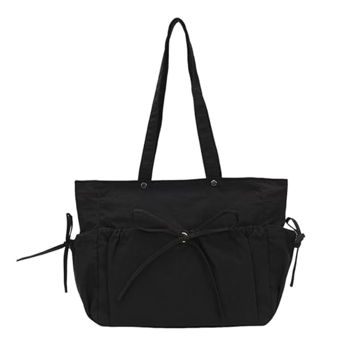 Sac d'épaule plissé pour femme à grand volume style japonais avec nœuds décoratifs