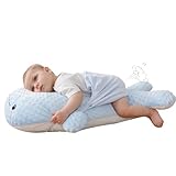 SUNSHE Newborn Baby Sleep Pillow Infant Pillow,Tummy Time Pillow,Burpee Pillow for Babies - Anti Roll Side Sleeping with Fixing Belt，Soothing Exhaust Solution for Baby's Discomfort (Blue Whale)