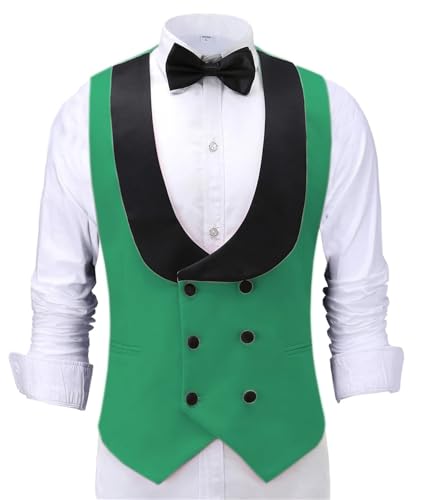 Men's Slim Round Collar Shawl Collar Double Breasted Suit Vest Wedding Groomsman Groom Tops