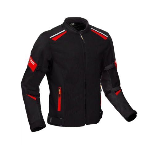 Image of SOLACE AIR-X V3.0 Men's Motorcycle Riding Jacket with CE Level 2 Armour, Black and Red, 700D PolyDura Mesh