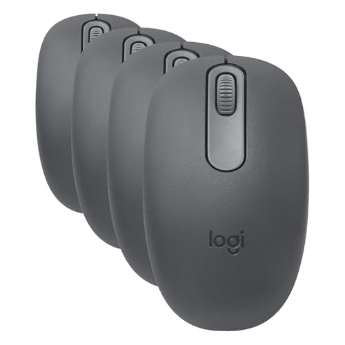 Image of Logitech M196 Bluetooth Wireless Mouse, Compact and Portable Mouse for Laptops, Tablets & More, 12-Month Battery, Smooth Tracking, Compatible with PC and Mac, Windows & macOS - Graphite (Pack of 4)