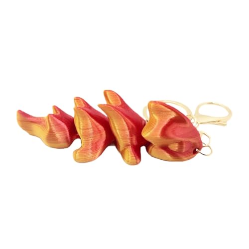 Juguete Fidget Articulado - Llavero Dragón de Color, Llavero Dragón | Llavero De Dragón Óseo Móvil, Juguete Colgante Impreso En 3D Para Bolso De Cartera, rojo, Fare riferimento alla descrizione