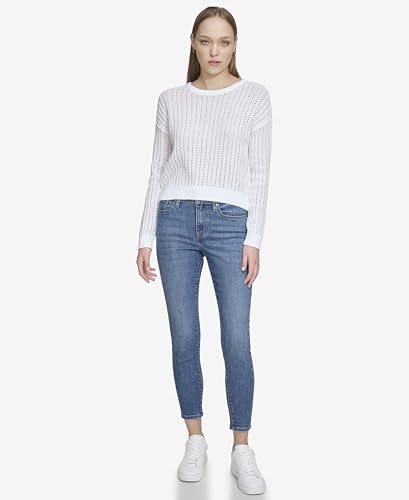 DKNY Women's Essential Open Stitch Crew Neck Jeans Sweater2