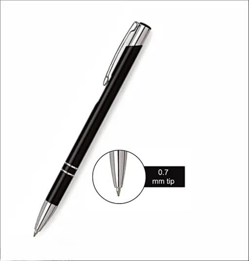 Image of Personalized Name Printed Black Metal Ball Pen | Premium Customized Laser Engraved Pen | Smooth 0.7 mm Tip | Refillable Luxury Writing Pen | Perfect for Corporate Events