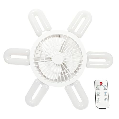 Ventiladores de techo con luces - Ventiladores de techo con luces, luz E27 LED para ventilador de techo | 6U 60W, 4 modos, ajustable a 360 grados, funcionamiento