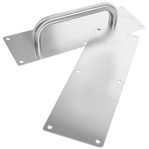 GARVALON Manija de Puerta y Placa de Tracción de Acero Inoxidable Superficie Texturizada, Diseñada para Puertas de Almacén y Uso Comercial
