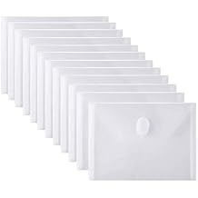 PLESIU Tatane 12 Packs Clear Plastic Small Envelope with Hook & Loop Closure 5 x 7 Ploy Envelope for Receipe/Check