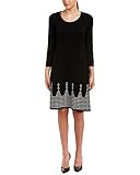 Nine West Women's 3/4 Slv Dbl Jacquard Dress W/ Detailed Flared Hem
