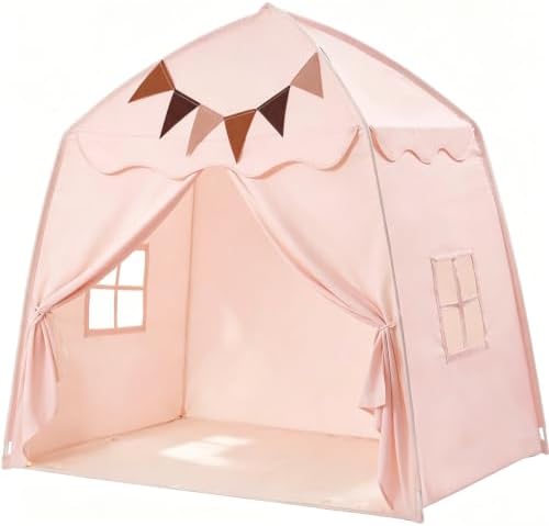 LUPATDY 2 IN 1 Kinderzelt Indoor, Spielzelt mit LED-Lichtern und Dekoration, Kinderzimmer Spielhaus Indoor für Schlafzimmer Spielzimmer, Faltbares Spielzelt für Mädchen und Jungen,