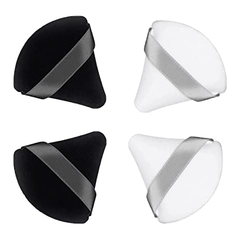 4 Pcs Powder Puff Triangle Powder Puffs Makeup Puff Soft Velour Puff Soft Powder Sponges Reusable Washable Makeup Puff for Loose Powder Cosmetic Foundation Wet Dry Makeup Cover