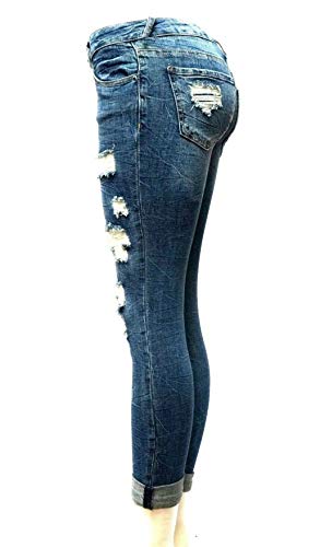 Jack David Rue21 Juniors Plus Womens Army Camouflage/Blue Denim Jeans Stretch Skinny Ripped Distressed Jean Pants4