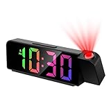 AMIR Bedroom Ceiling Projection Alarm Clock - 7.9' LED Display with Adjustable Brightness, 12/24 Hour Format, USB Charging, Snooze Feature, Night Mode, Projection Alarm Clock for Kids, Elderly