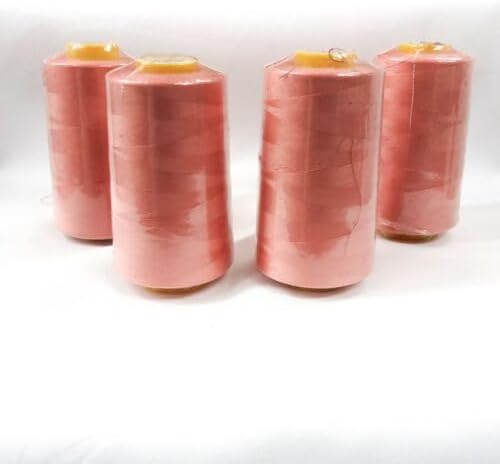 4 Cones of Polyester Threads for Sewing Quilting Serger Coral Fabric