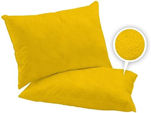 ARLINENS 4PC Flannelette Sheet Set 100% Brushed Cotton soft Warm Luxury Bed Sheet Set Includes Fitted Sheet, Flat Sheet and 2x Matching Pillowcases - in 7 Colours Choice (Pair of Pillowcase, Mustard)