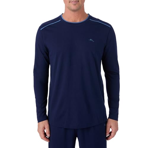 Tommy Bahama - Men's Essential T Shirt, Long Sleeve Crew Neck Cotton Blend Top for Sleep or Lounge