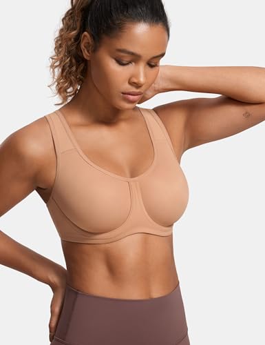 Image of SYROKAN Women's Max Control Underwire Sports Bra High Impact Plus Size with Adjustable Straps Unlined Bra
