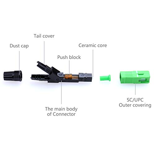 Ftth Sc/Apc-P Single-Mode Optical Fiber Cable Quick And Fast Connector Adapter For Catv Network(10Pcs Green Black) #TOP3