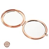 HONITANO Rosegold Kompaktspiegel Doppelseitig Tragbarer Kleiner Taschenspiegel mit Klarer Spiegeloberfläche Leicht und Platzsparend für Braut Reise