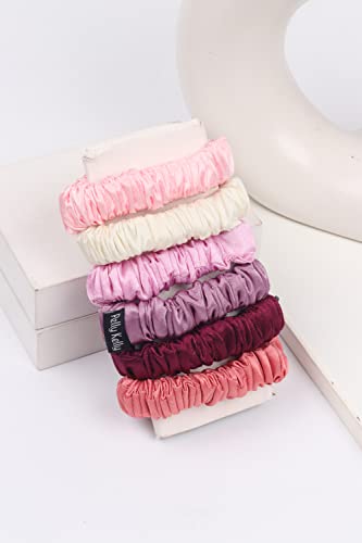 Image of Premium Satin Scrunchies for Women | Hair Bands, Ponytail Holders & Rubber Bands | Skinny, Fluffy, No-Damage Hair Ties | Girls Hair Accessories | Small Size | Pack of 13