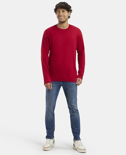 Image of Jockey Men's Regular Fit Round Neck Full Sleeved T-Shirt AM95 Shanghai Red L