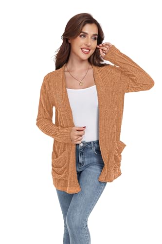 Image of GRECERELLE Womens Long Sleeve Lightweight Open Front V-Neck Casual Cardigan Sweaters Outerwear with Pockets 2025, S-2XL