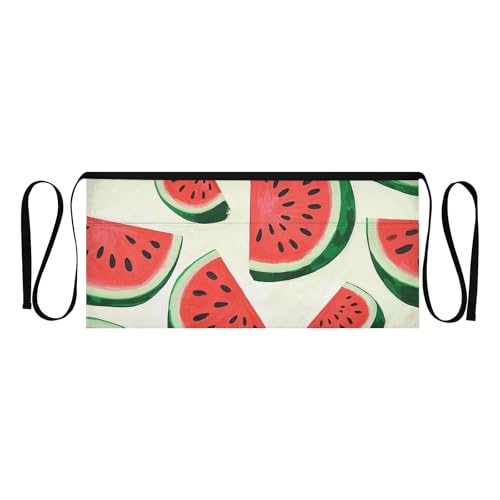 FASHON&FASCIN Server Apron with Pockets Waist Aprons Half Waitress Apron Watermelon Pattern for Gardening Restaurant,Multi14
