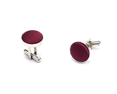 GUSLESON Brand Men\'s Wedding Solid Wine Burgundy Tie Necktie With Cufflinks and Pocket Square (0789-06)