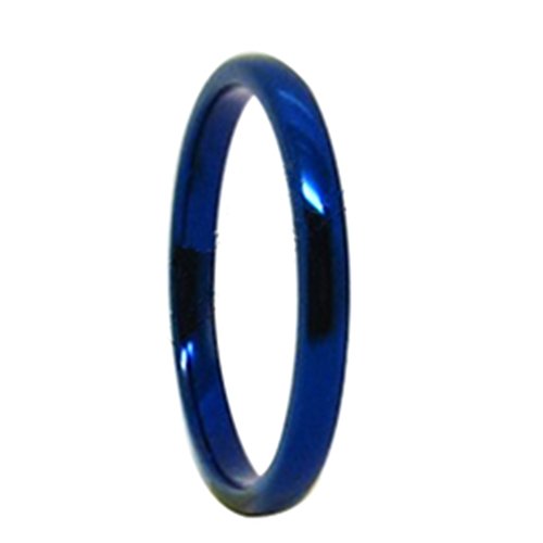 2mm-8mm Tungsten Carbide Ring Blue Dome Mens Womens Wedding Band Fashion Jewelry High Polished (width2mm, 4)