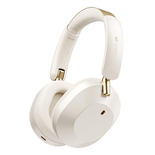 iKF Solo Pro Adaptive Noise Cancelling Headphone, Wireless Over Ear Bluetooth,Overhead Headset with Head Tracking, Hi-Res Audio, 140H Playtime, Comfortable Fit, Clear Call with 5 Mic, App Control