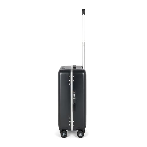 Image of SWISS MILITARY Black Gold Collection Bristol Luggage, Anti-Theft Zipperless Trolley, TSA Lock, 360 Wheels, USB & Type-C Port, 14 inch Laptop Compartment, 44L, Makrolon PC,(Free Cover) Black, 55cm