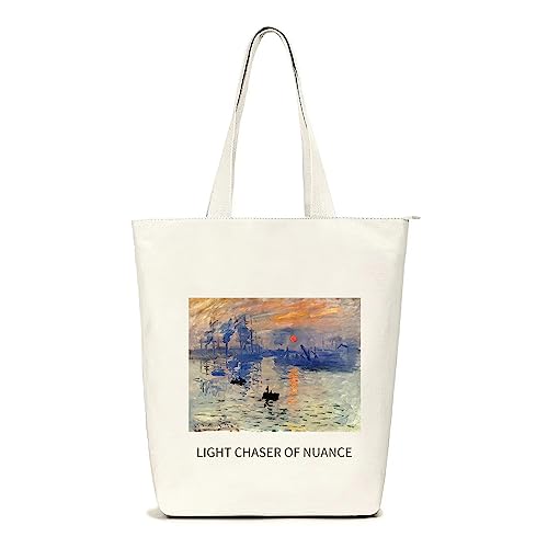 Lidxfeo Tote Bag Personalizada Grande, Bolsa de Tela Algodón Estétic, Bolsa Compra Reutilizable, Bolso de Lona Tote Mujer con Cremallera y Bolsillo Interior, para Trabajar, Compras, Escuela, etc