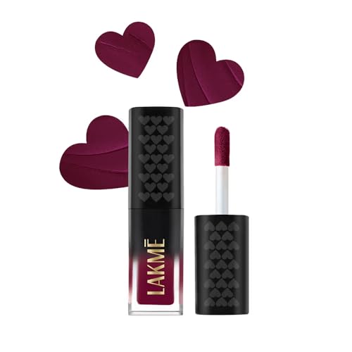 Image of Lakme Xtraordin-Airy Lip Mousse, Velvet Matte Finish, with air-light texture, enriched with cocoa butter for nourished & moisturised lips, Liquid Lipstick - Dark Cherry (1.8g)