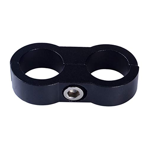 -6AN Hose Separator Clamp - Fuel line Mounting Clamps,Aluminum Hose Fitting Adapter, Great for 3/8 Fuel Hose, Oil Line, Brake Line, Water Pipe and Gas Line,4Pcs/Pack,Black