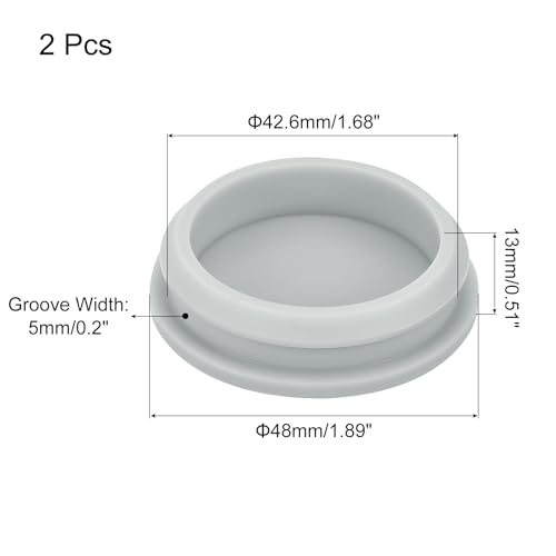Image of MECCANIXITY 2pcs Silicone Snap in Locking Hole Plugs,42.6mm /1.7 Inch Mounting Diameter Narrow Groove Width 5mm Panel Seal Cover Round for Kitchen Bulkheads Waterproof Sealing Plugs Grey