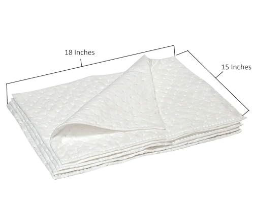 Sandhill Almofadas brancas não coladas absorventes de óleo e combustível, 38 x 45 cm - pacote com 5