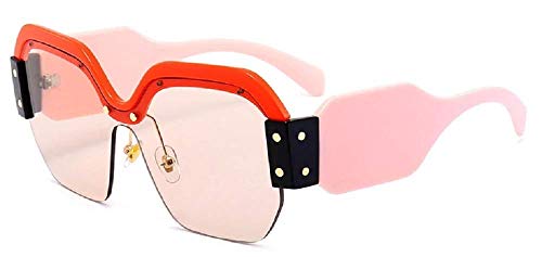 Lunettes de soleil hexagonales vintage femme rose et rouge