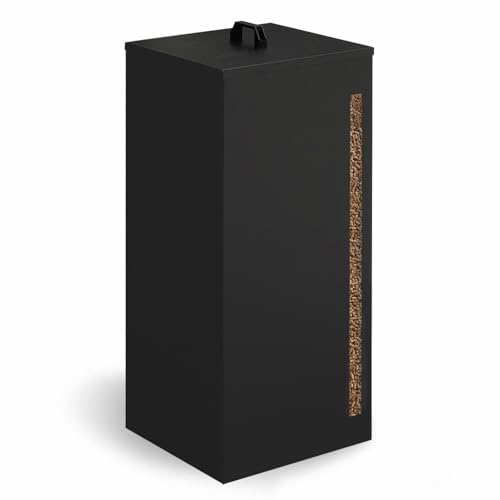 IDMarket - Tanque de almacenamiento de pellets 55 kg negro 36 x 36 x 87 cm