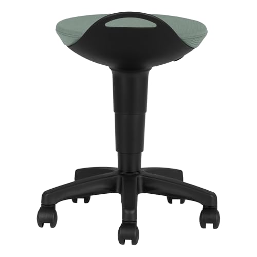 Image of Rolling Adjustable-Height Padded Stool - Faded Denim