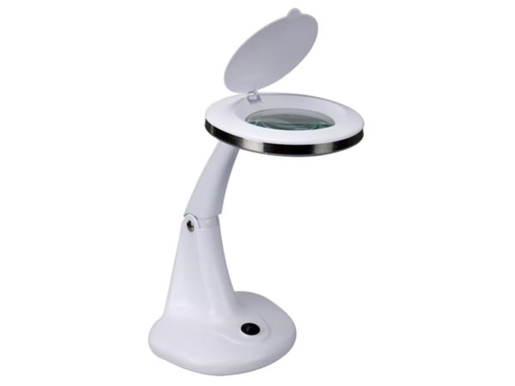 Velleman Lámpara lupa LED con base, lupa con luz 6 W, 30 LEDs, aumento 1,75x y 4x, lente 3 + 12 dioptrías 101 mm, luz diurna 6500 K, para lectura, hobby y precisión