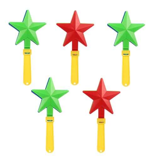 ARTIBETTER Matraca de Fiesta Estrella de Cinco Puntas 5 Piezas de Plástico Rígido Multicolor, Accesorio de Fiesta, Generador de Ruido para Cumpleaños y Eventos Color Color Aleatorio