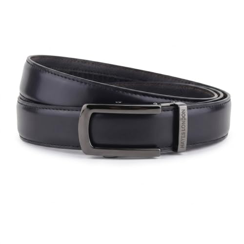 Image of HAYES LONDON Leather Ratchet Belt for Men | Adjustable No-Holes | Customizable Fit, Stylish & Effortless Buckle | Formal & Casual Wear Belts
