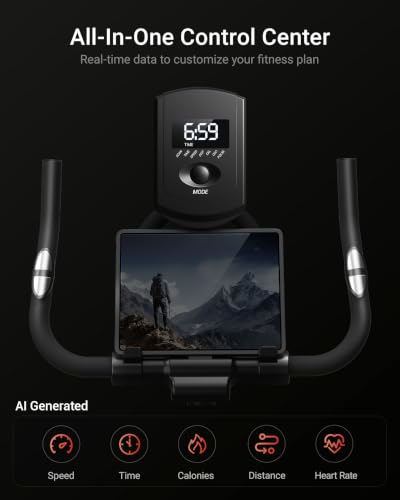 Image of Exercise Bike,Brake Pad Stationary Bike for Home with 0-100 Resistance & App, Silent Belt Drive Stationary Workout Bike for Home with Comfort Seat, Low Noise Indoor Cycling Bike with Heart Rate / Tablet & Bottle Holder