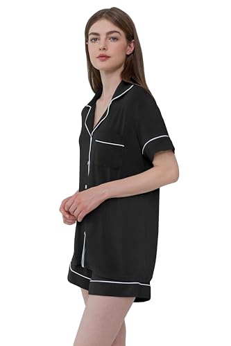 Image of Joyaria Women's Cooling Bamboo Viscose Pajamas Shorts Set Button Front | Moisture Wicking, Cool & Lightweight, Breathable PJs for Night Sweats