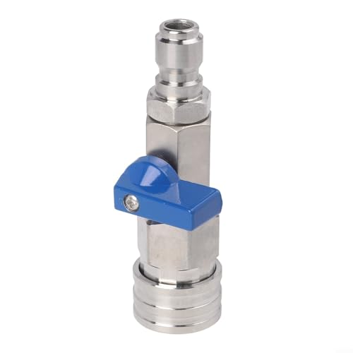 Robinet à boisseau sphérique haute pression 3/8 Quick Connect en acier inoxydable pour nettoyeur haute pression, 4000 psi, avec ruban PTFE - Compatible avec