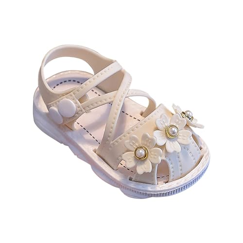 Ballet Shoes Pearl Flowers Wrapped Head Non Slip Soft Bottom Buckle Walking Shoes Sandals Slippers for Toddler Girls