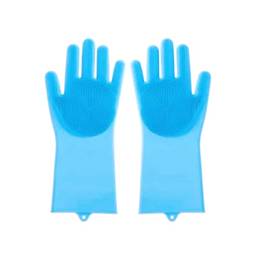 Image of Pet Grooming 3 in 1 Gloves, Dog Cat Bathing Shampoo Brush, Silicone Hair Removal Gloves with Thick High Density Teeth for Bathing and Messaging, Double-Side Scrubbing Gloves for Shedding