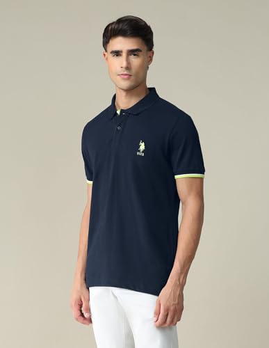 Image of U.S. Polo ASSN. Solid Slim Fit Polo T Shirts for Men - 100% Cotton, Half Sleeves Mens Tshirt